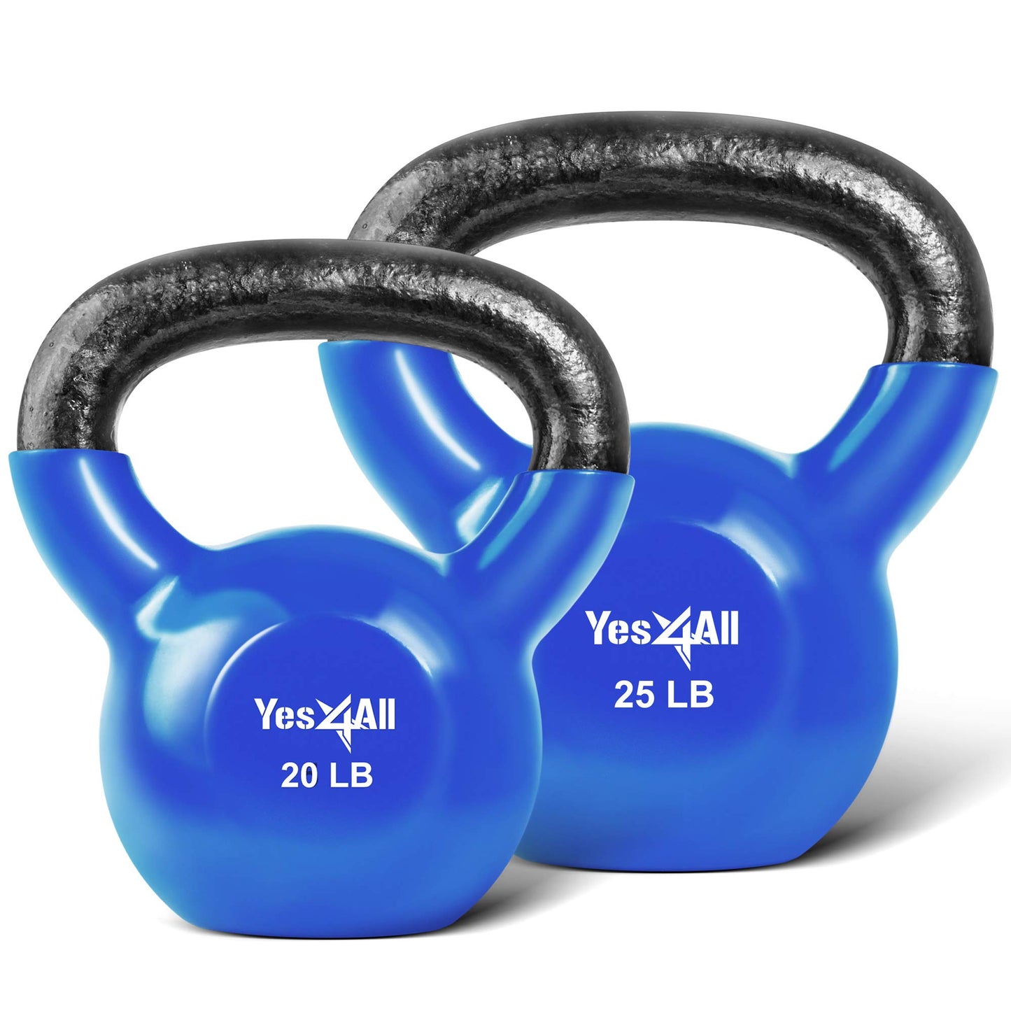 Yes4All Kettlebell, Vinyl Coated Kettlebell Cast Iron Sets with Stable Flat Bottom for Full Body Workout, Push up, Grip Strength Training & Weights Exercises
