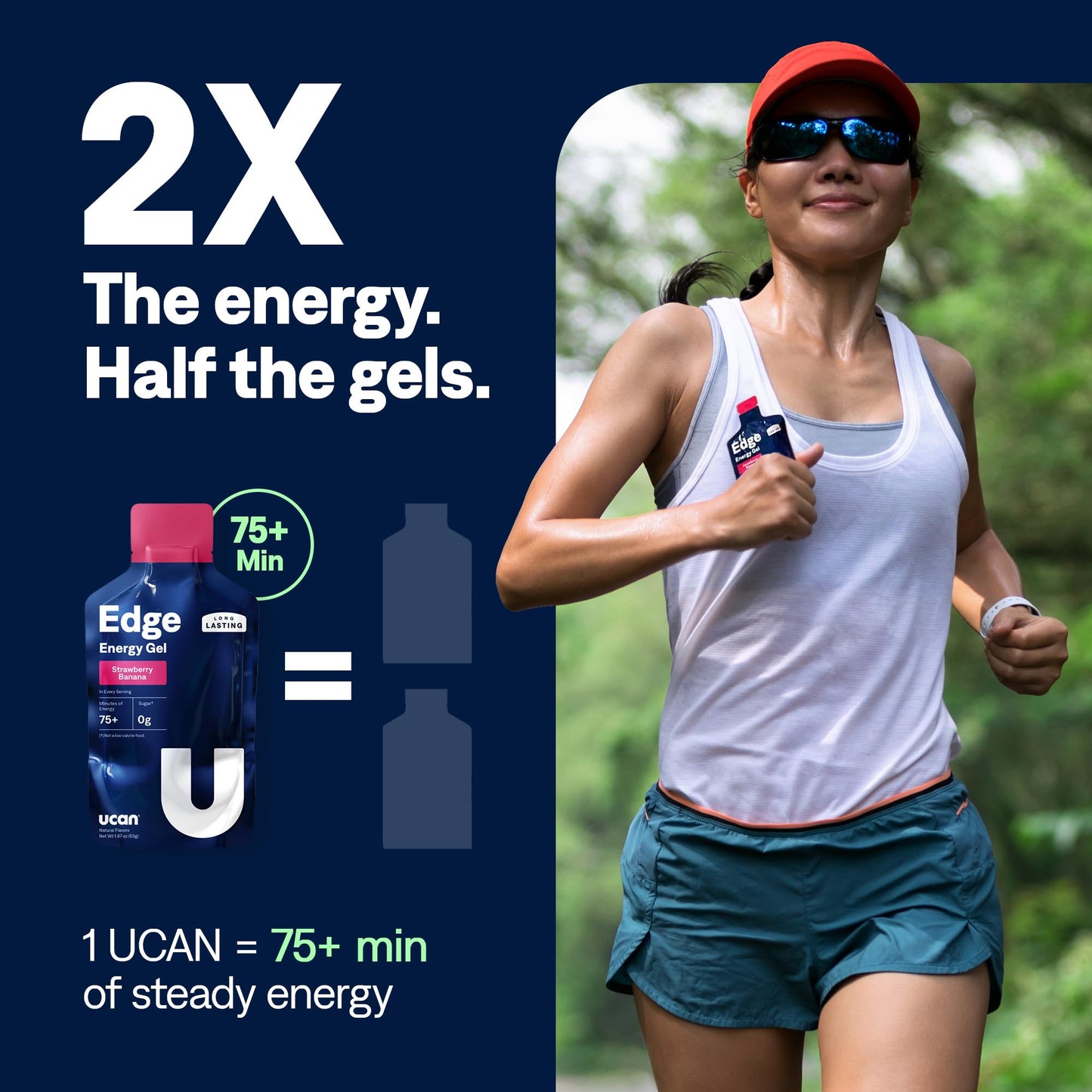 UCAN Edge Energy Gel Shots, Variety Pack (12, 2 Ounce Packets) for Running, Training, Workouts, Fitness, Cycling, Crossfit | Sugar-Free, Vegan, & Keto Friendly Energy