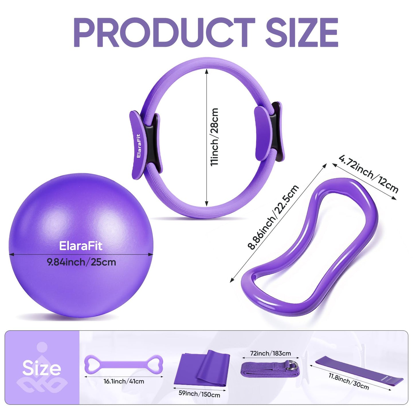 Home Pilates Kit for Women Pilates Equipment Ring and Ball Set Magic Circle Hoop with 5 Resistance Bands Compact Toning Fitness Essentials Starter Set Accessories