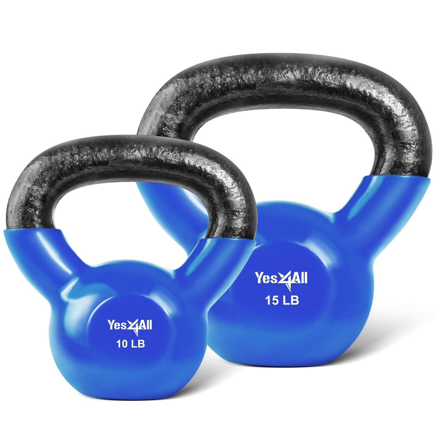 Yes4All Kettlebell, Vinyl Coated Kettlebell Cast Iron Sets with Stable Flat Bottom for Full Body Workout, Push up, Grip Strength Training & Weights Exercises