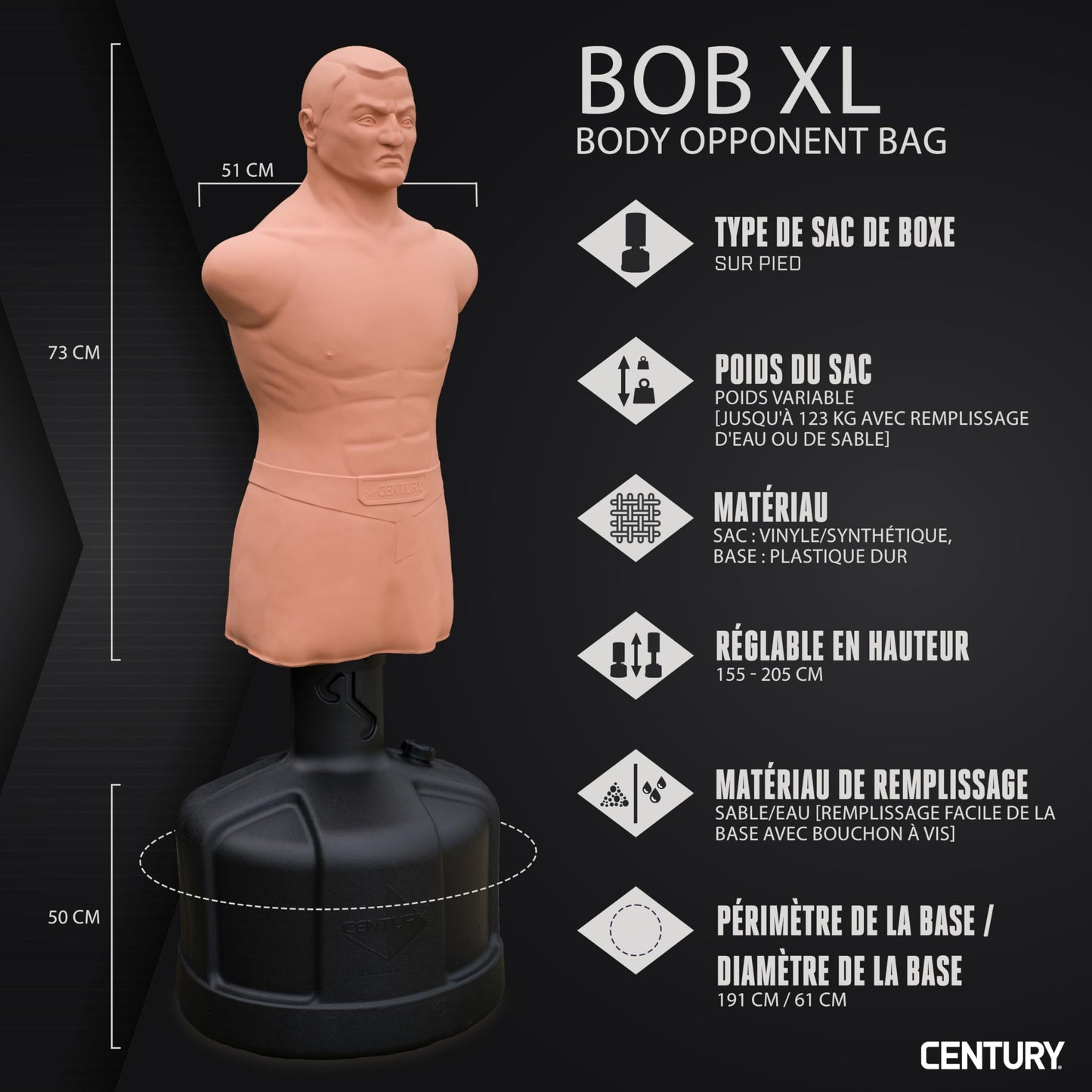 Century BOB XL Punching Bags - Freestanding Boxing Dummy for Adults & Martial Arts Kickboxing Training