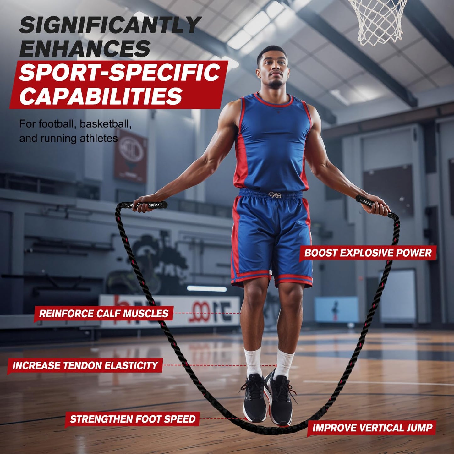 HPYGN Jump Rope, Weighted Jump Rope for Men women, 2.8lb 3.8lb 5lb Heavy Skipping Rope for Exercise, Adult Jumpropes for Home Workout, Improve Strength and Building Muscle,Total Body Workout Equipment
