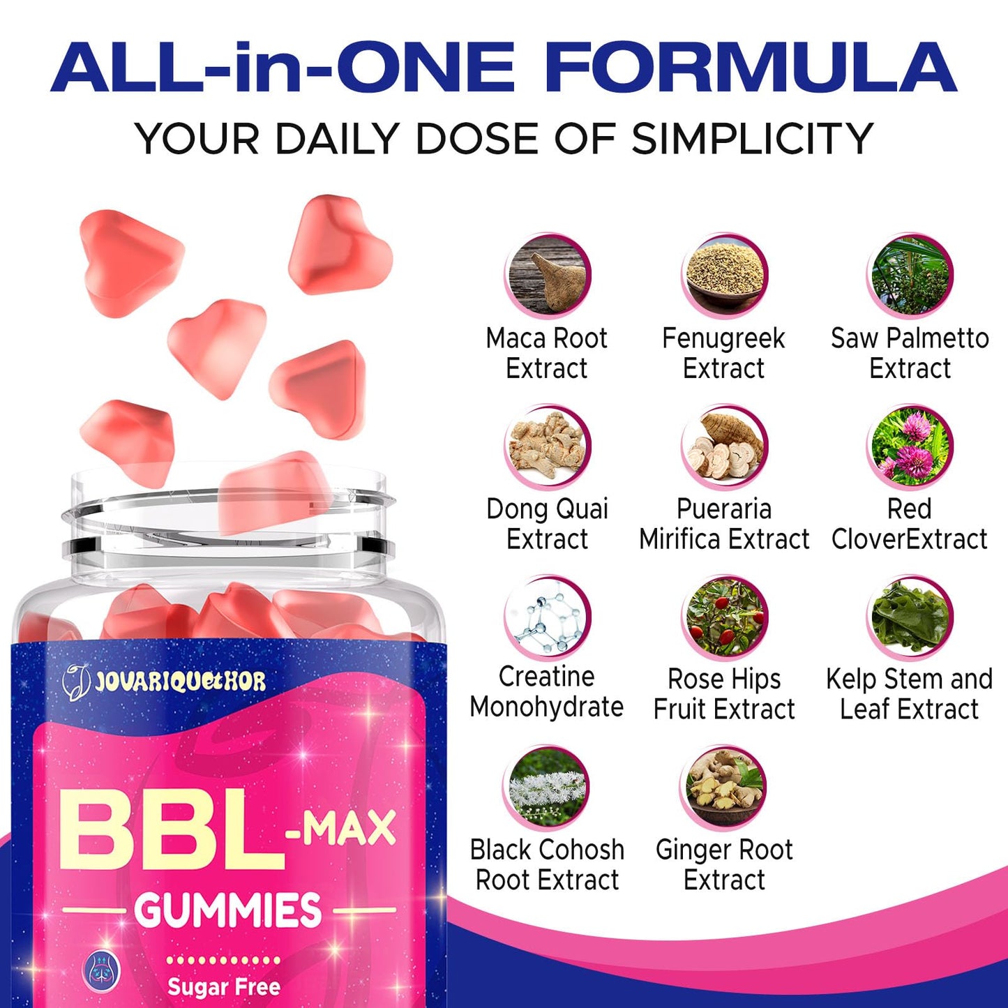 Booty Gummies for Women - BBL Gummies with Multivitamins and Herbal Extracts - Peach Flavor - 60 Count