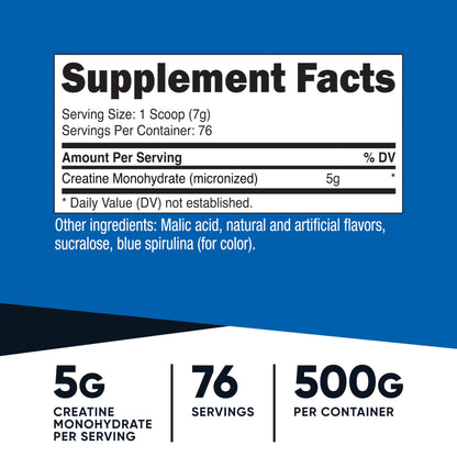 Nutricost Creatine Monohydrate Micronized Powder 500G, 5000mg Per Serv (5g) - 100 Servings, 17.9 Oz
