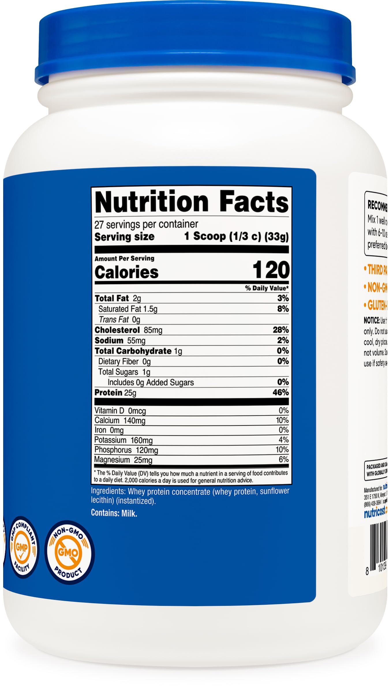 Nutricost Whey Protein Powder, Unflavored, 5 pounds - from Whey Protein Concentrate