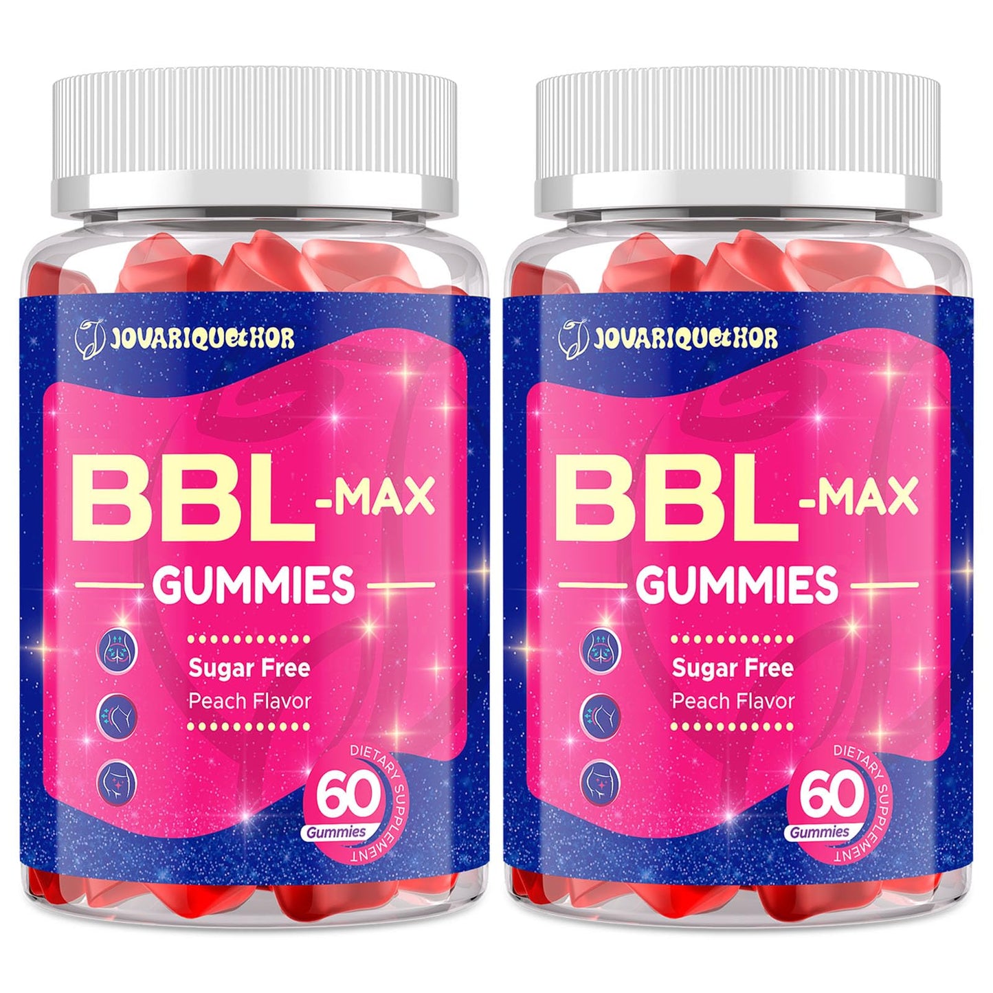 Booty Gummies for Women - BBL Gummies with Multivitamins and Herbal Extracts - Peach Flavor - 60 Count