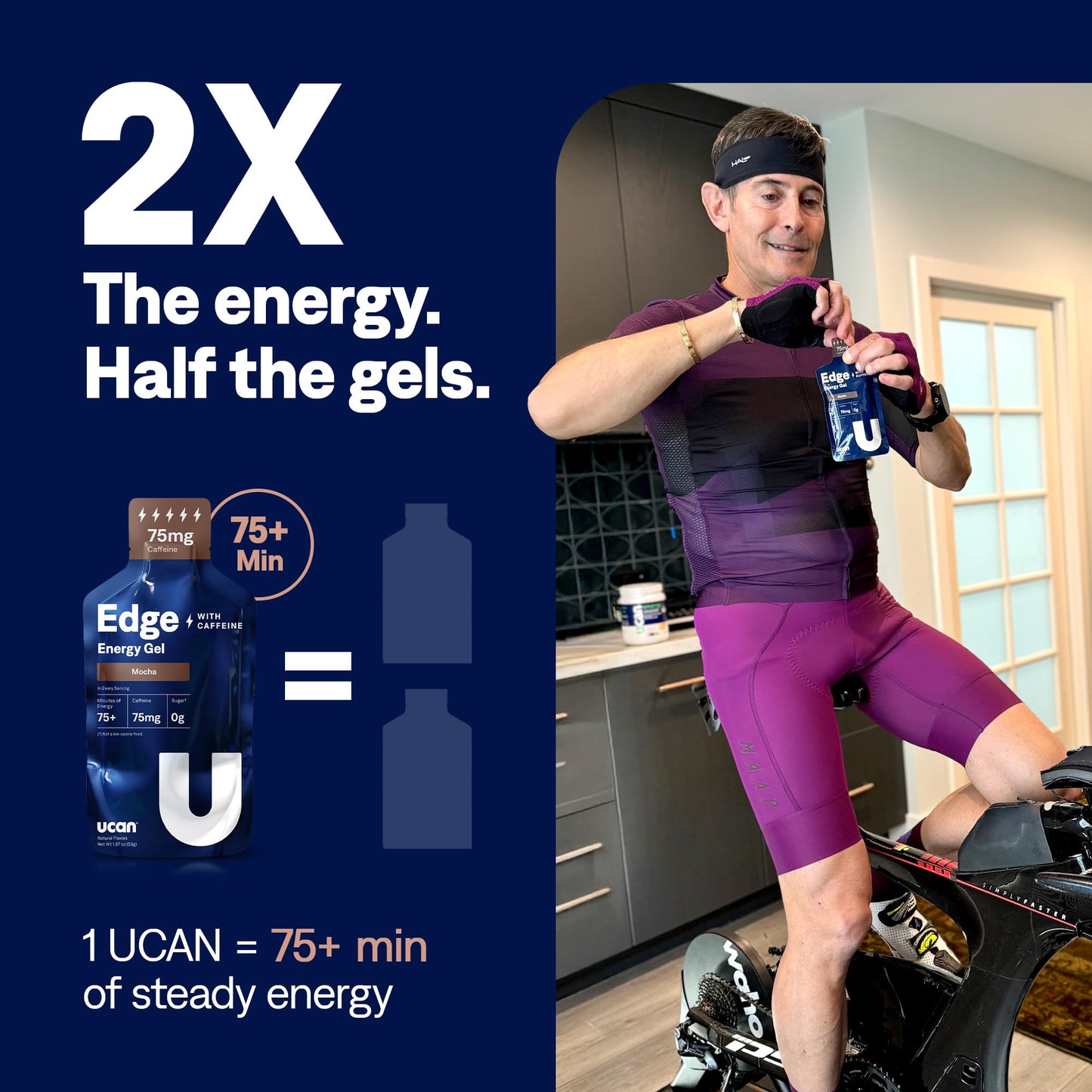 UCAN Edge Energy Gel Shots, Variety Pack (12, 2 Ounce Packets) for Running, Training, Workouts, Fitness, Cycling, Crossfit | Sugar-Free, Vegan, & Keto Friendly Energy