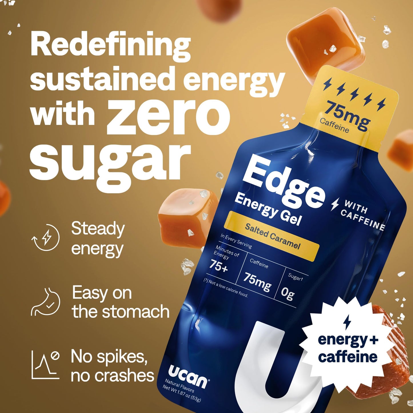 UCAN Edge Energy Gel Shots, Variety Pack (12, 2 Ounce Packets) for Running, Training, Workouts, Fitness, Cycling, Crossfit | Sugar-Free, Vegan, & Keto Friendly Energy