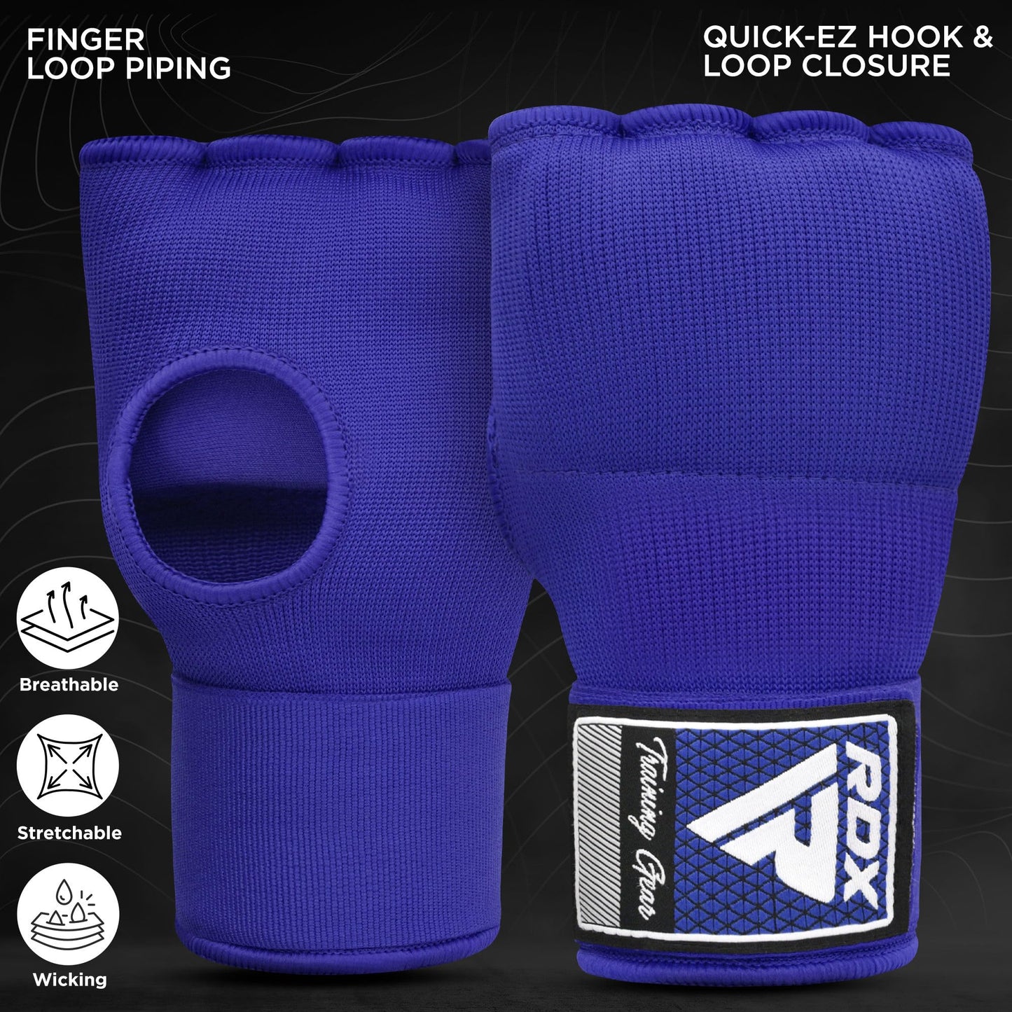 RDX Gel Boxing Hand Wraps Inner Gloves Men Women, Quick 100cm Long Wrist Straps, Elasticated Padded Fist Under Mitts Protection, Muay Thai MMA Kickboxing Martial Arts