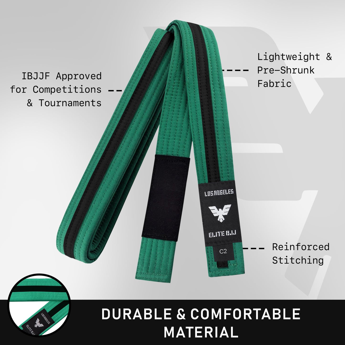 Elite Sports Kids Brazilian Jiu Jitsu Belts Preshurunk Martial Arts Youth BJJ Belts for Girls & Boys with BJJ Ranking Stripes