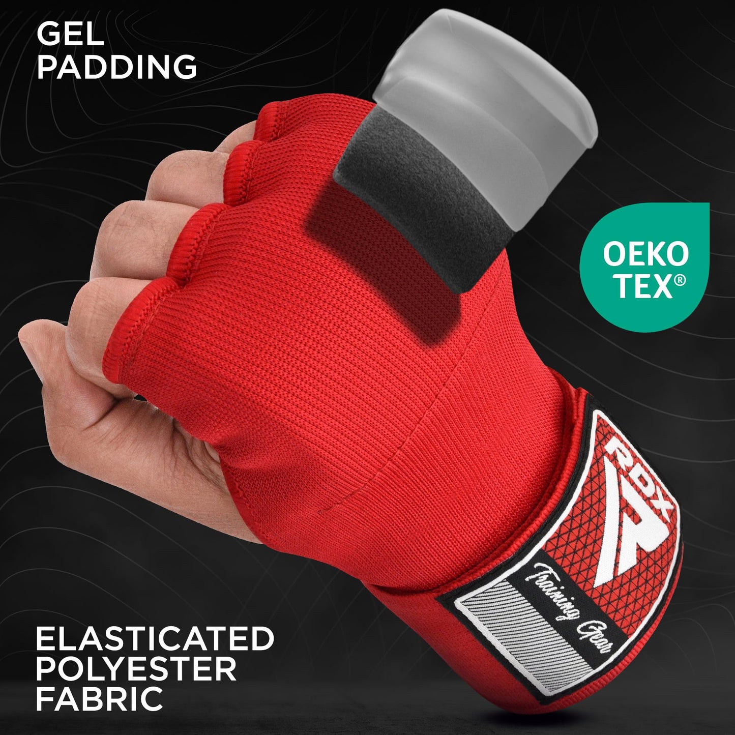 RDX Gel Boxing Hand Wraps Inner Gloves Men Women, Quick 100cm Long Wrist Straps, Elasticated Padded Fist Under Mitts Protection, Muay Thai MMA Kickboxing Martial Arts