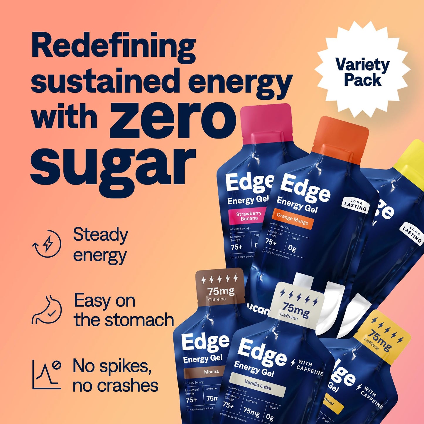 UCAN Edge Energy Gel Shots, Variety Pack (12, 2 Ounce Packets) for Running, Training, Workouts, Fitness, Cycling, Crossfit | Sugar-Free, Vegan, & Keto Friendly Energy