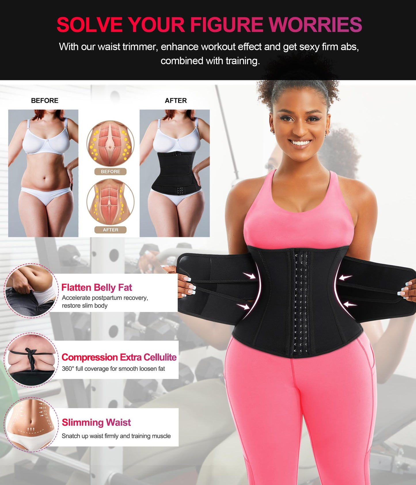 TrainingGirl Women Waist Trainer Cincher Corset Tummy Control Workout Sweat Band Slimmer Belly Belt Weight Loss Sports Girdle