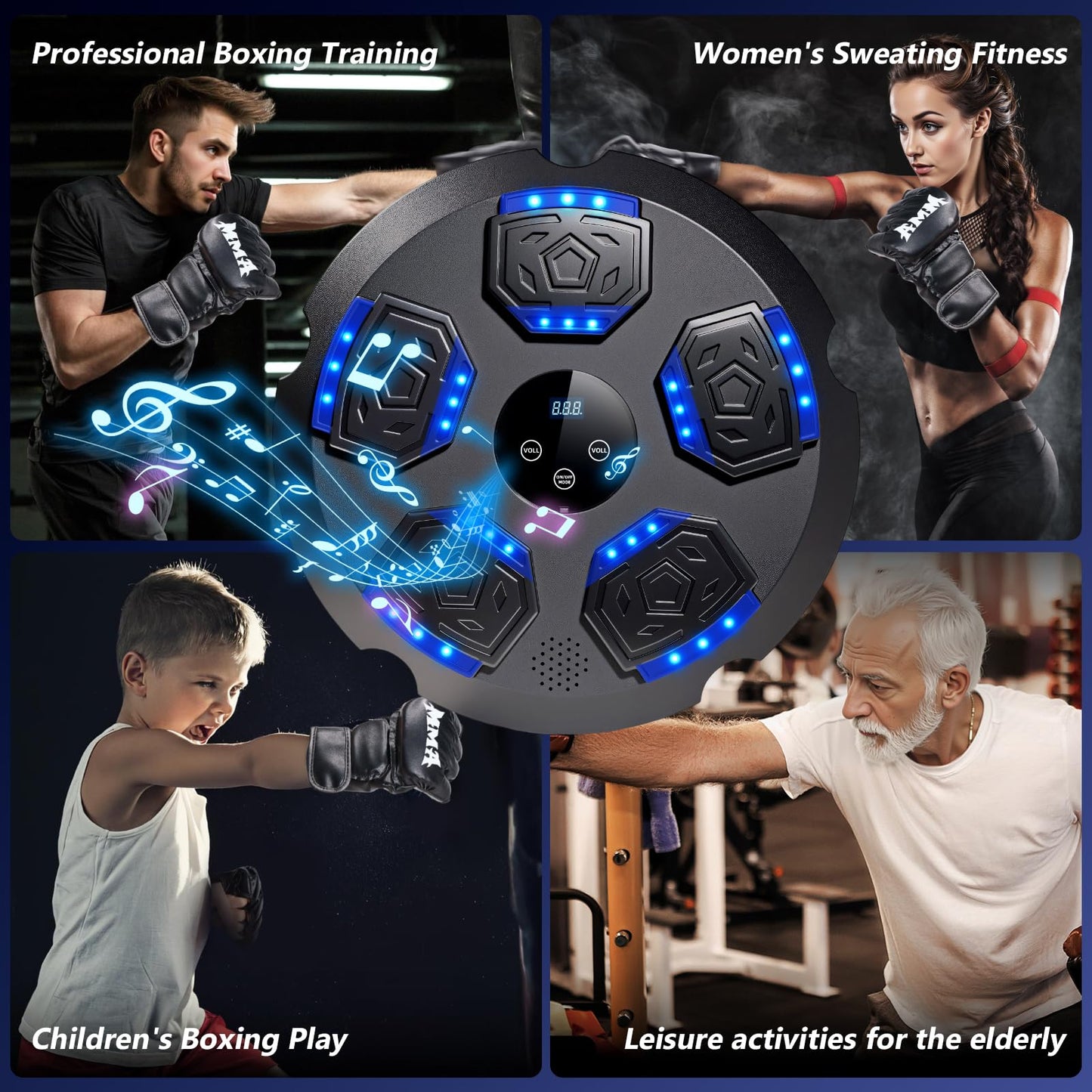 Music Boxing Machine, Workout Equipment with Boxing Gloves, Bluetooth Smart Punching Arcade Machine, Fitness Equipment for Home,Office,Gym