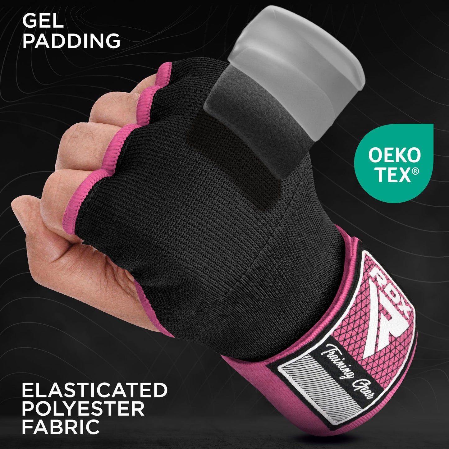 RDX Gel Boxing Hand Wraps Inner Gloves Men Women, Quick 100cm Long Wrist Straps, Elasticated Padded Fist Under Mitts Protection, Muay Thai MMA Kickboxing Martial Arts