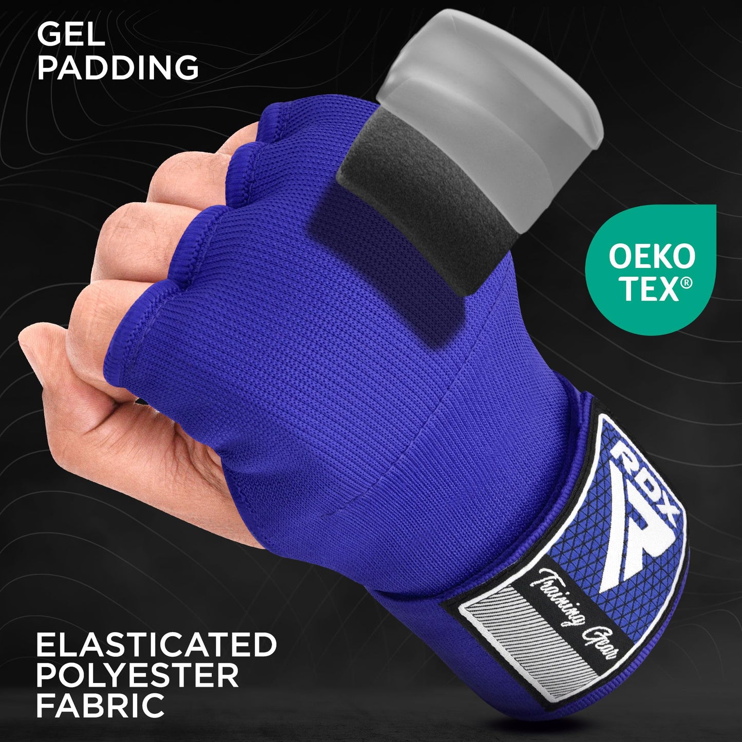 RDX Gel Boxing Hand Wraps Inner Gloves Men Women, Quick 100cm Long Wrist Straps, Elasticated Padded Fist Under Mitts Protection, Muay Thai MMA Kickboxing Martial Arts