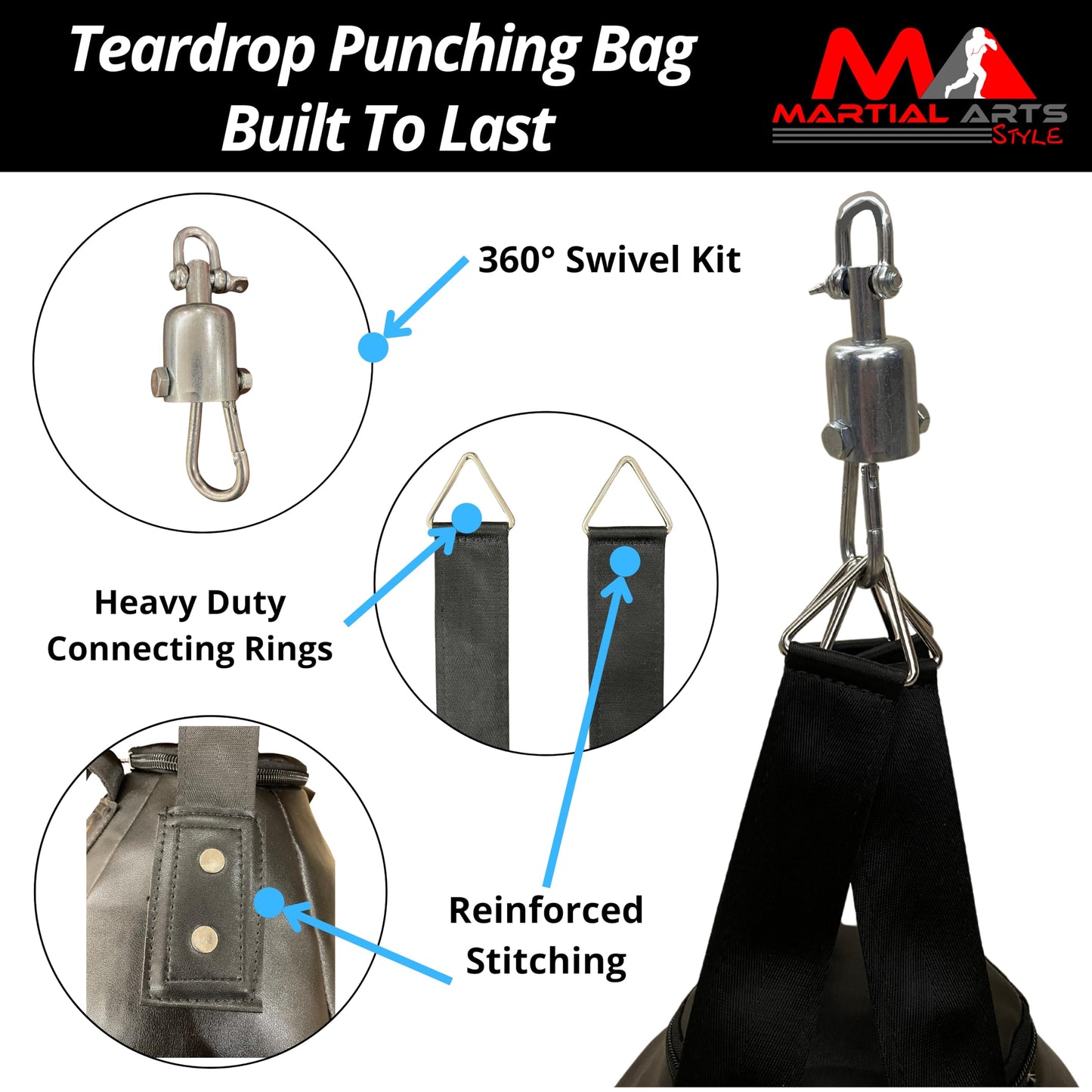 Wrecking Ball Punching Bag, Professional Boxing Teardrop Body Snatcher Bag for Training MMA Kickboxing Muay Thai, Round Shaped Heavy Bag (Unfilled)