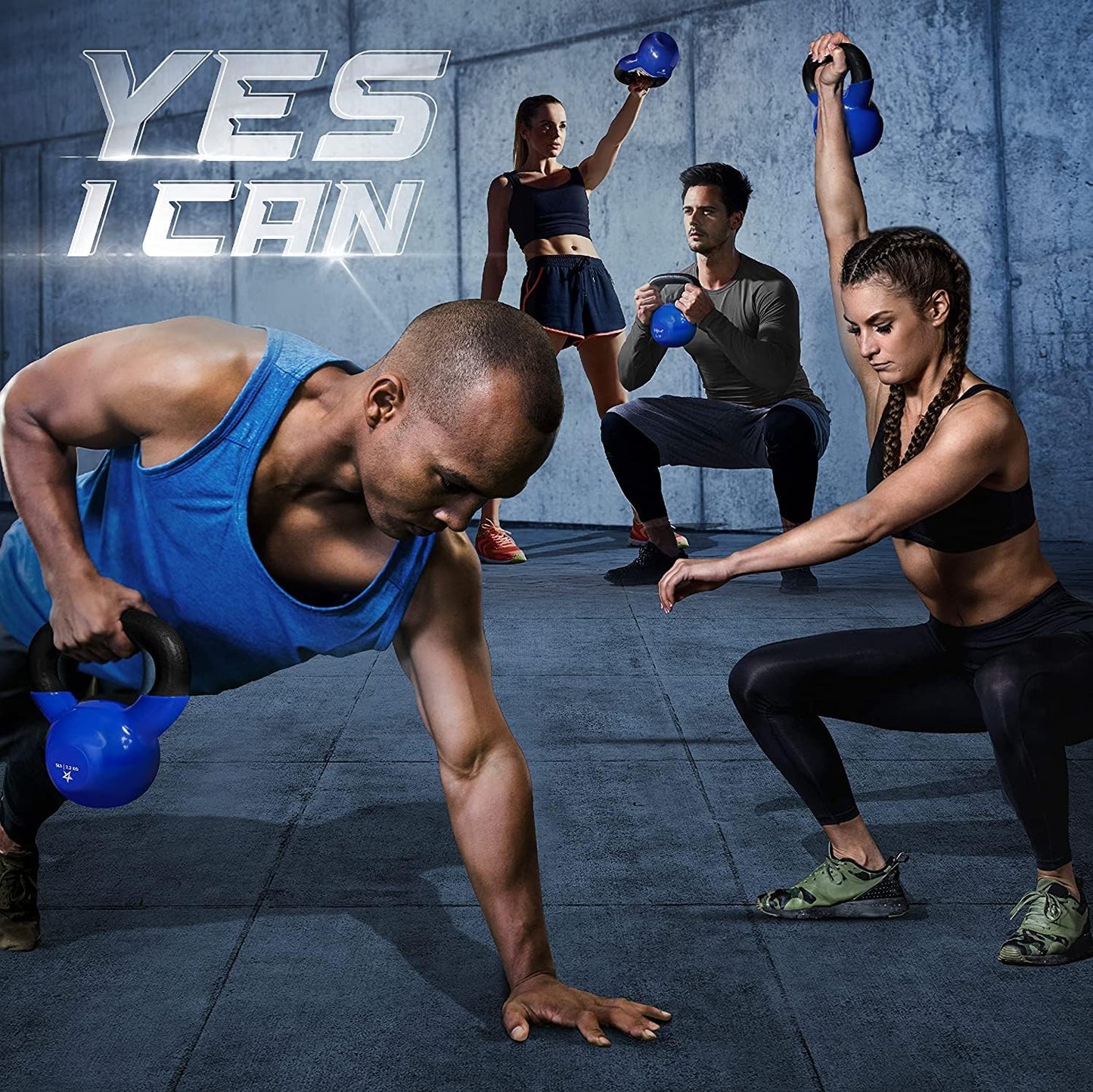 Yes4All Kettlebell, Vinyl Coated Kettlebell Cast Iron Sets with Stable Flat Bottom for Full Body Workout, Push up, Grip Strength Training & Weights Exercises