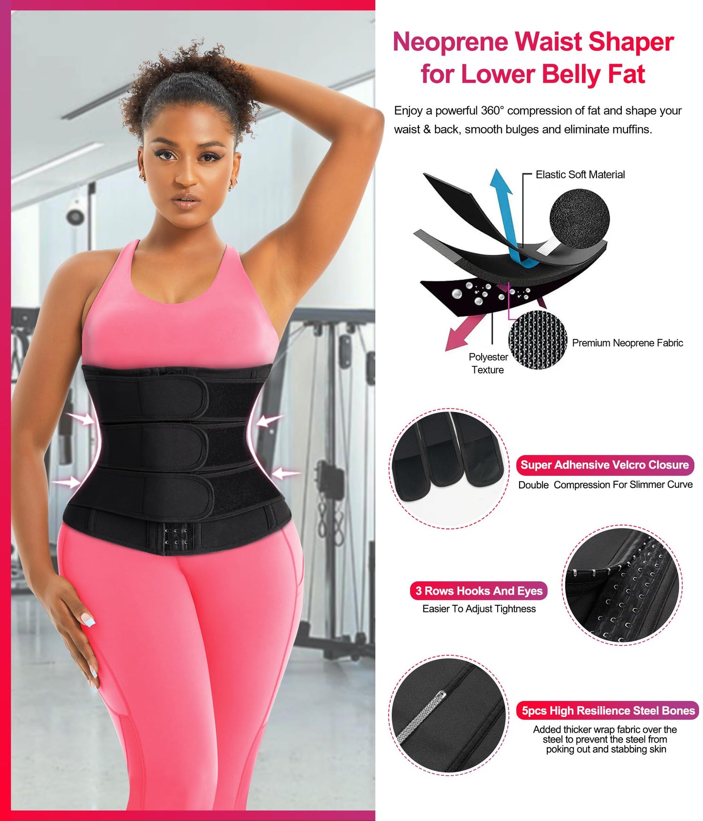 TrainingGirl Women Waist Trainer Cincher Corset Tummy Control Workout Sweat Band Slimmer Belly Belt Weight Loss Sports Girdle