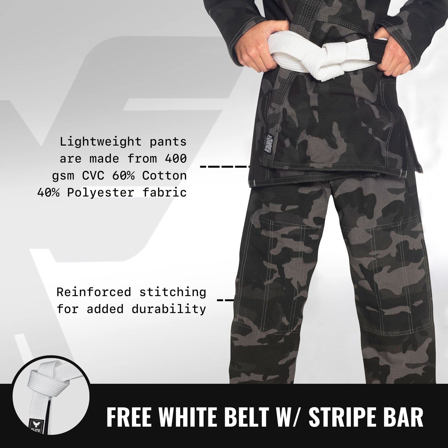 Elite Sports IBJJF Ultra Light BJJ Brazilian Jiu Jitsu Gi for Kids with Preshrunk Fabric and Free Belt