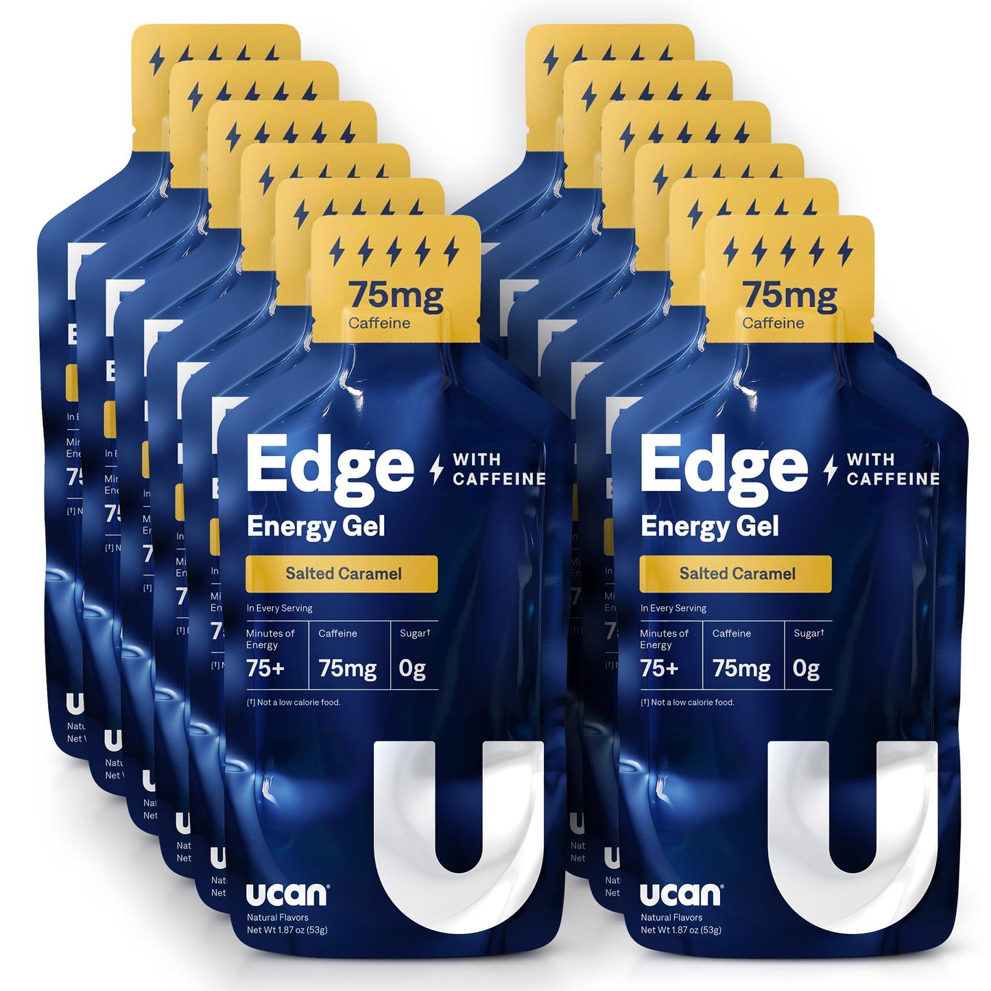 UCAN Edge Energy Gel Shots, Variety Pack (12, 2 Ounce Packets) for Running, Training, Workouts, Fitness, Cycling, Crossfit | Sugar-Free, Vegan, & Keto Friendly Energy