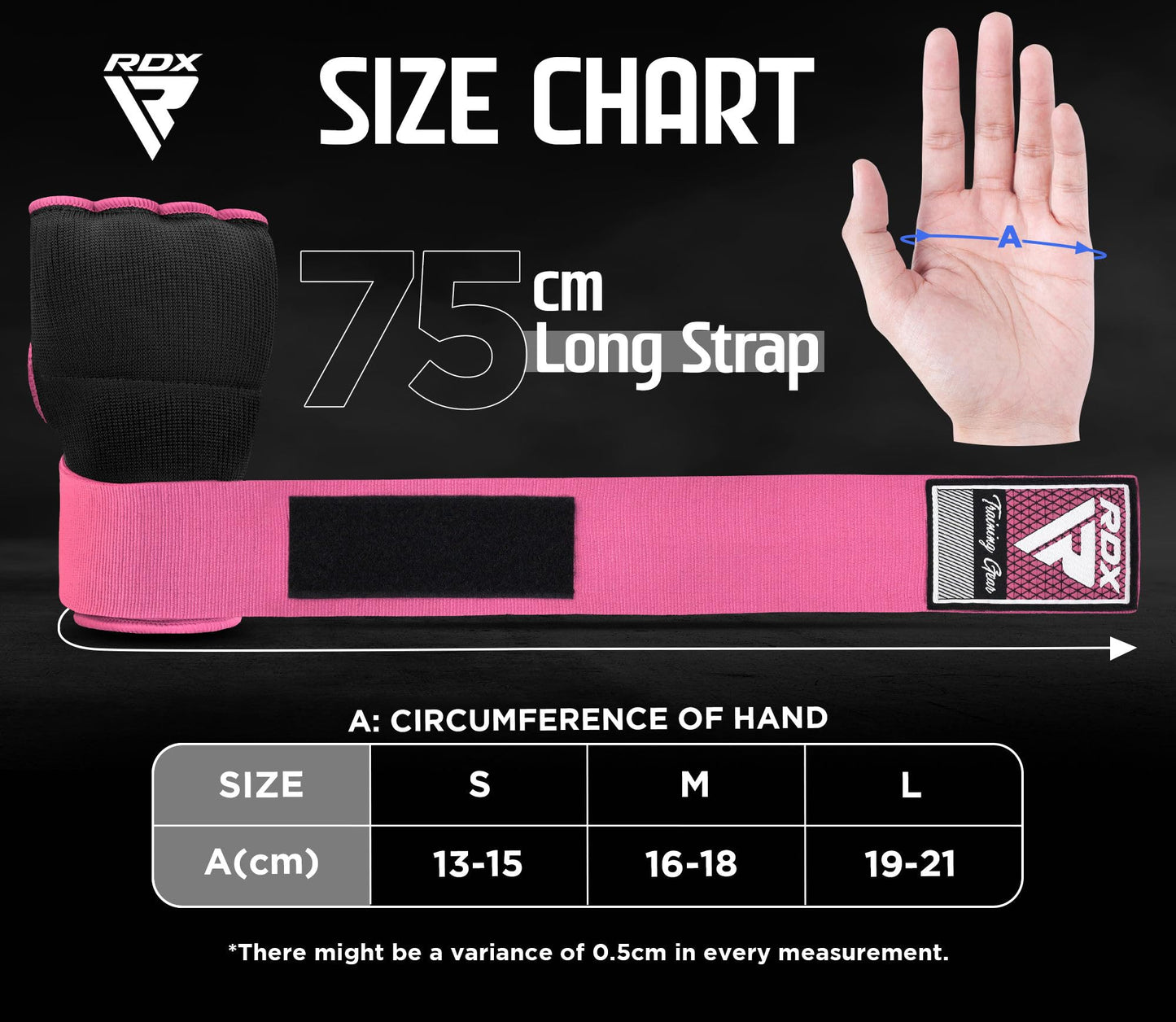 RDX Gel Boxing Hand Wraps Inner Gloves Men Women, Quick 100cm Long Wrist Straps, Elasticated Padded Fist Under Mitts Protection, Muay Thai MMA Kickboxing Martial Arts