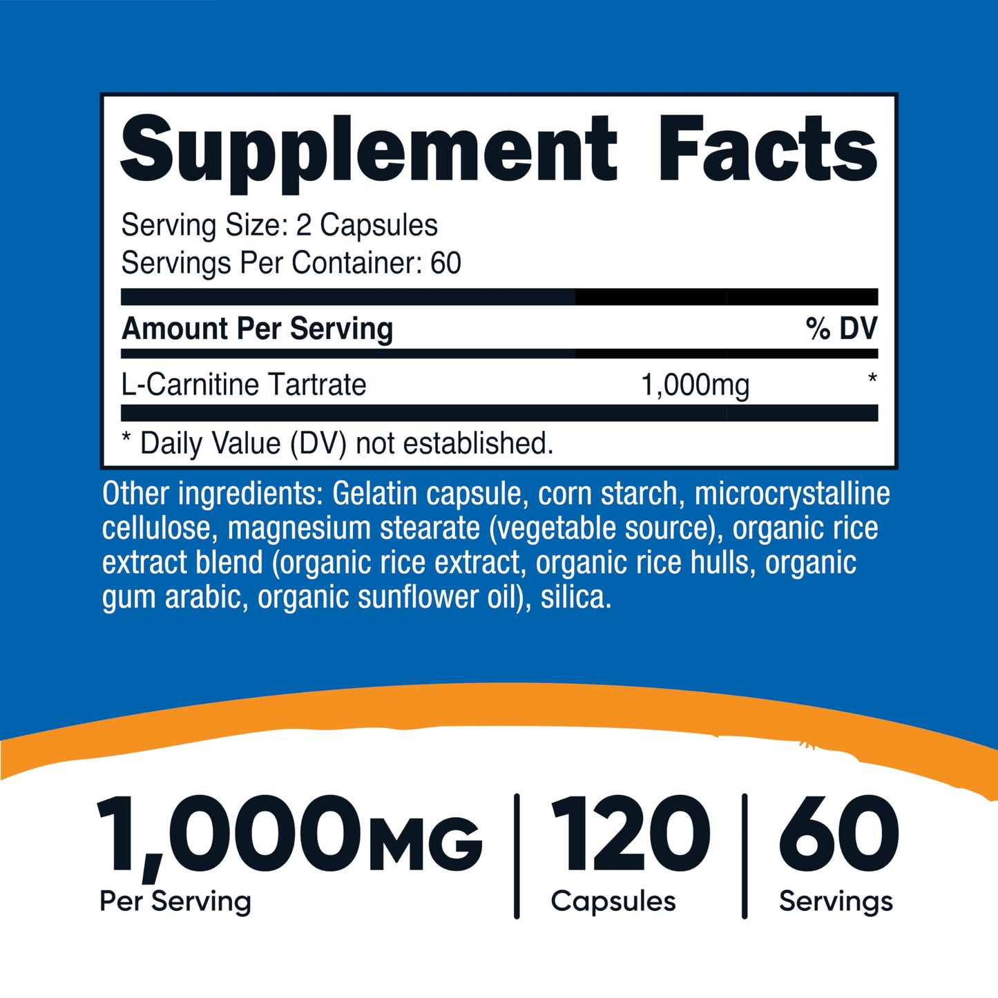 Nutricost L-Carnitine Tartrate 1,000mg, 240 Capsules - 500mg Per Capsule, 120 Servings