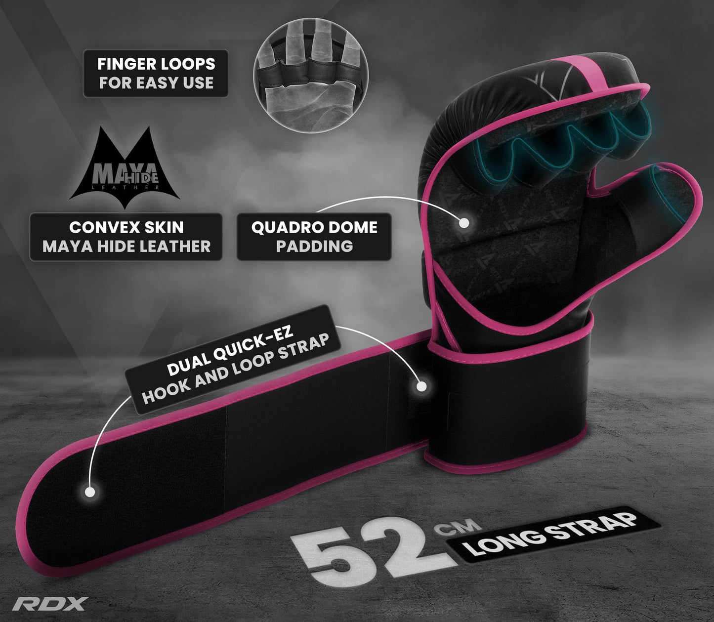 RDX MMA Gloves Sparring Grappling, Hybrid Open Palm Martial Arts Mitts Men Women, Maya Hide Leather Wrist Support, Cage Fighting Combat Sports Boxing Glove Training, Muay Thai, Punching Bag Kickboxing