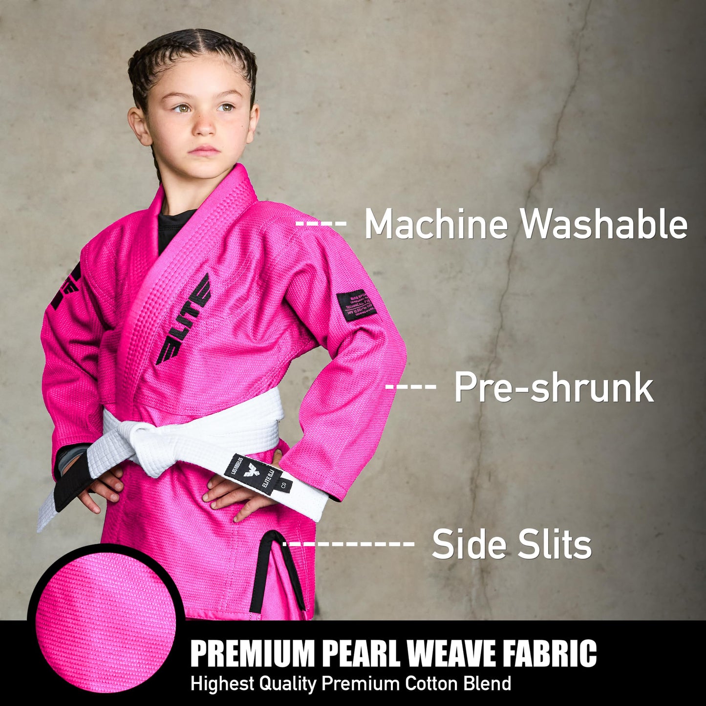 Elite Sports IBJJF Ultra Light BJJ Brazilian Jiu Jitsu Gi for Kids with Preshrunk Fabric and Free Belt