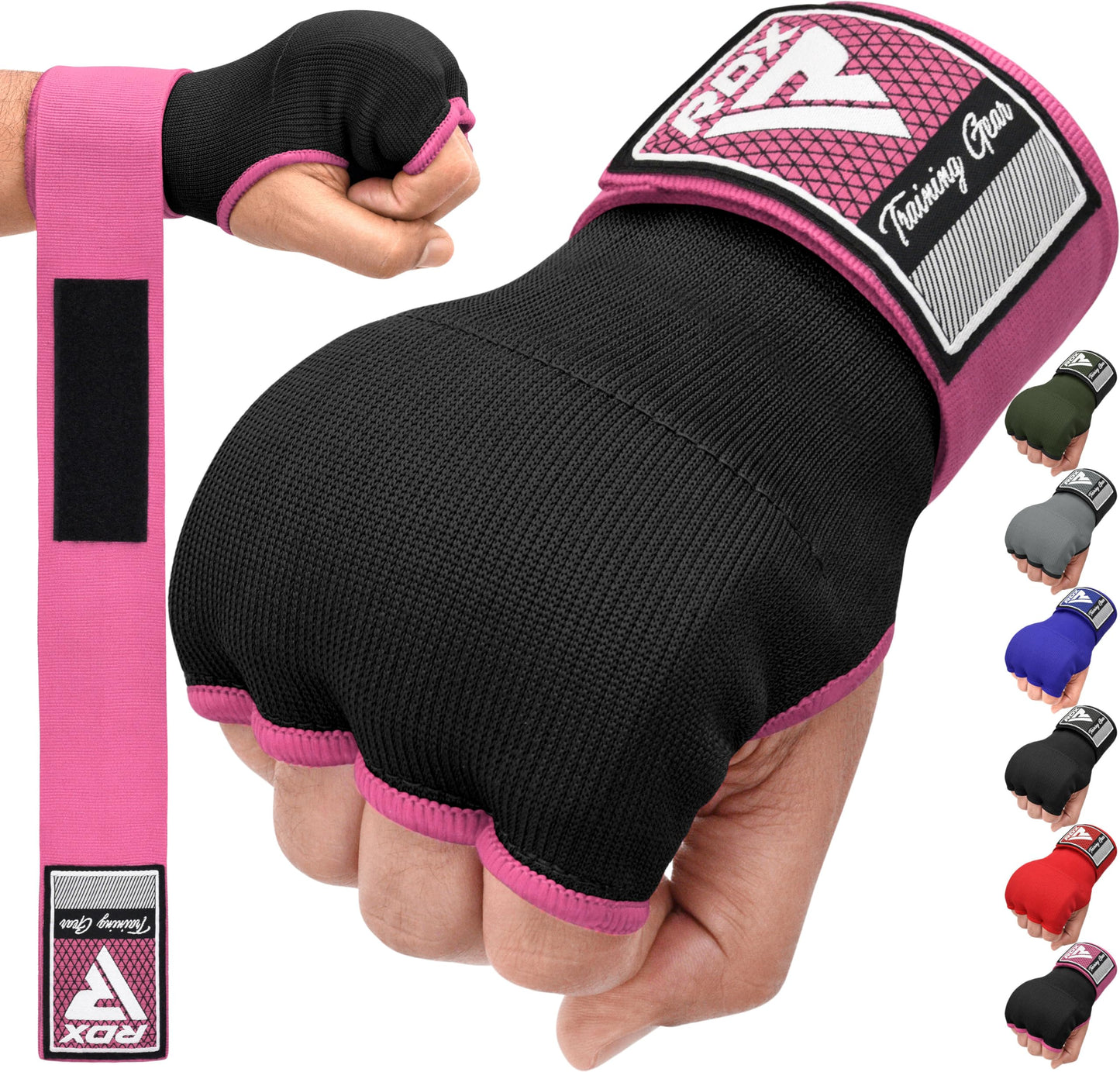 RDX Gel Boxing Hand Wraps Inner Gloves Men Women, Quick 100cm Long Wrist Straps, Elasticated Padded Fist Under Mitts Protection, Muay Thai MMA Kickboxing Martial Arts