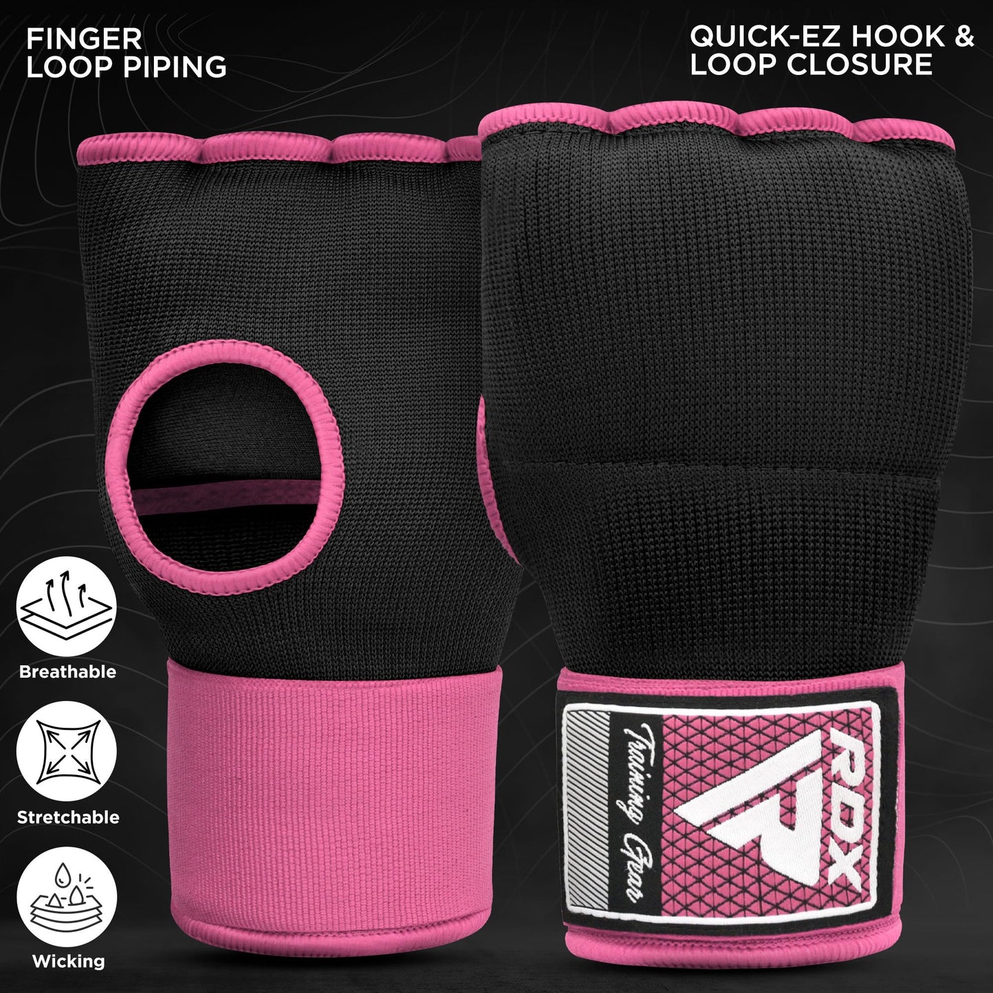 RDX Gel Boxing Hand Wraps Inner Gloves Men Women, Quick 100cm Long Wrist Straps, Elasticated Padded Fist Under Mitts Protection, Muay Thai MMA Kickboxing Martial Arts